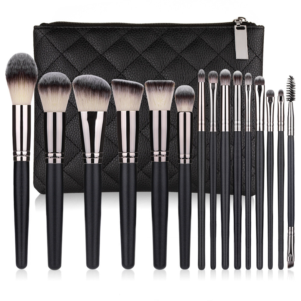 15 Full Set Matte Black Makeup Tools