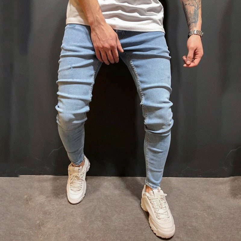 Light Blue Slim Fit Poly Jeans