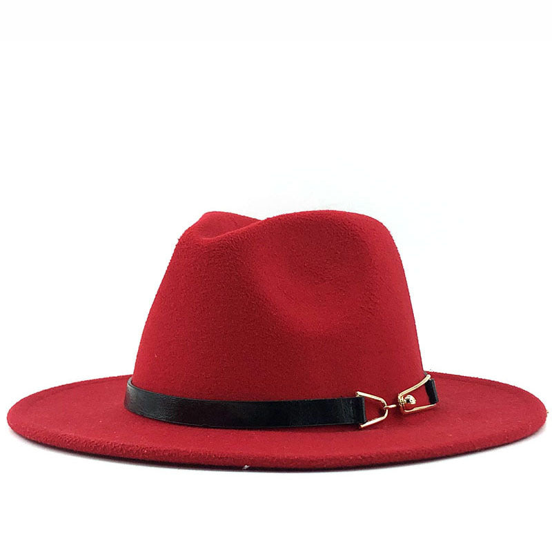 Cashmere Gold Link Buckle Detail Detail Flat Brim Fedora