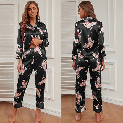 Silk Ice Silk Pajamas Ladies Long Sleeve