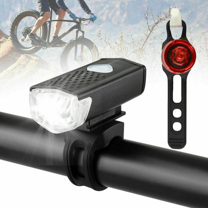 USB Rechargeable LED Bicycle Headlight Bike Head Light Front Rear Lamp Cycling