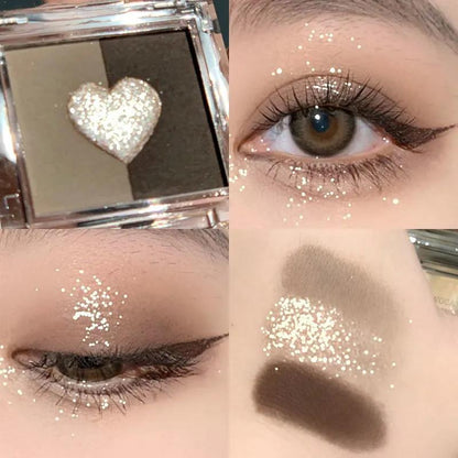 Three-color Love Eye Shadow Plate INS Earth Pearl Matte