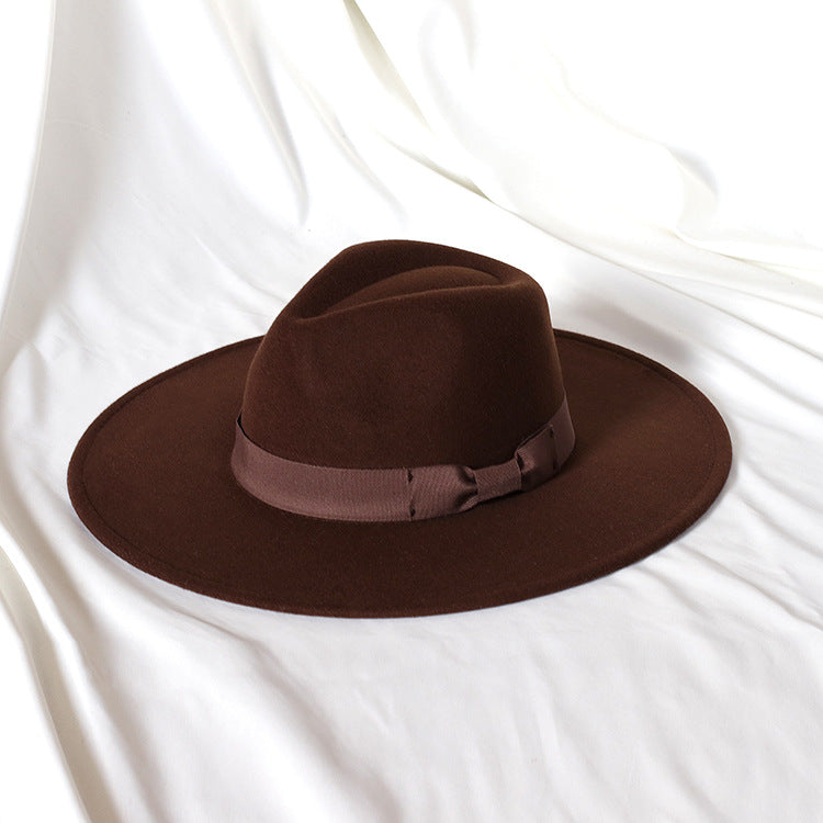 Flat Brim Basic Woolen Fedora