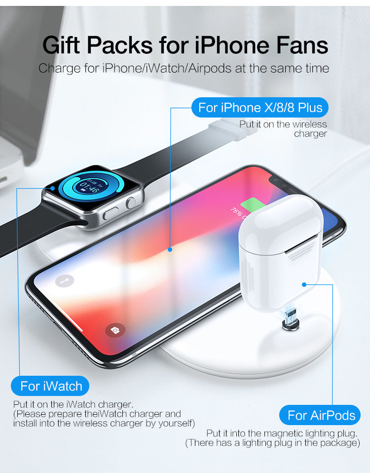 Three-in-one Wireless Charging Suitable For Mobile Phone Watch Charger