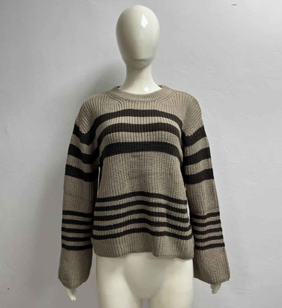 Striped Contrast Color Knitwear Pullover