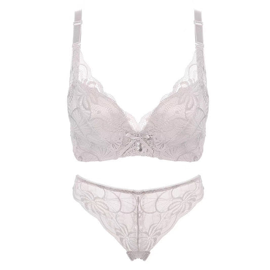 Sexy lace Bow Detail underwear women without steel ring