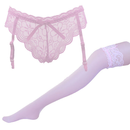 Transparent high tube stockings underwear set