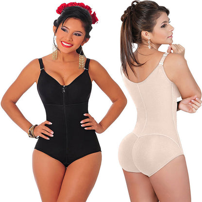 Front Zip Closure One Piece Shaping Body Suit