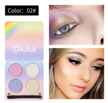 Four-color eye powder chameleon eye shadow set with brush