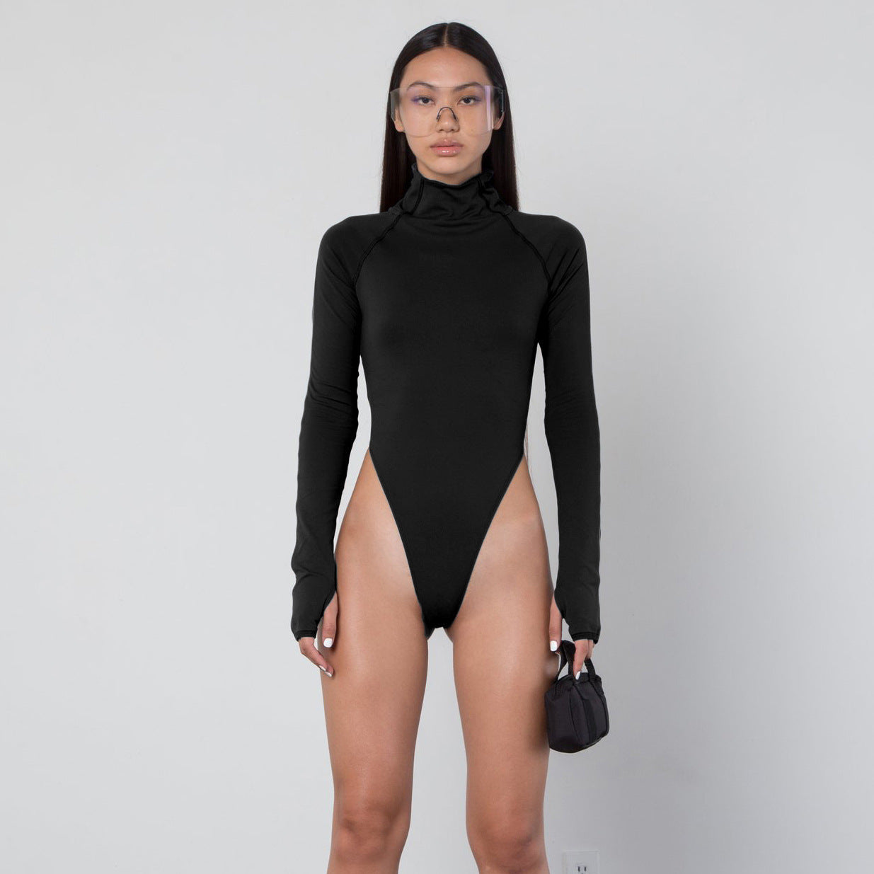 Slim-fit slim turtleneck bodysuit