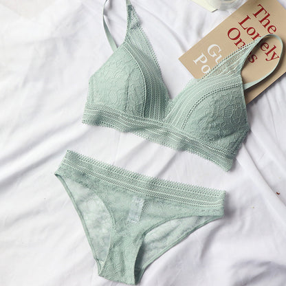 Pastel Lace Embroidery Bra and Panty Set