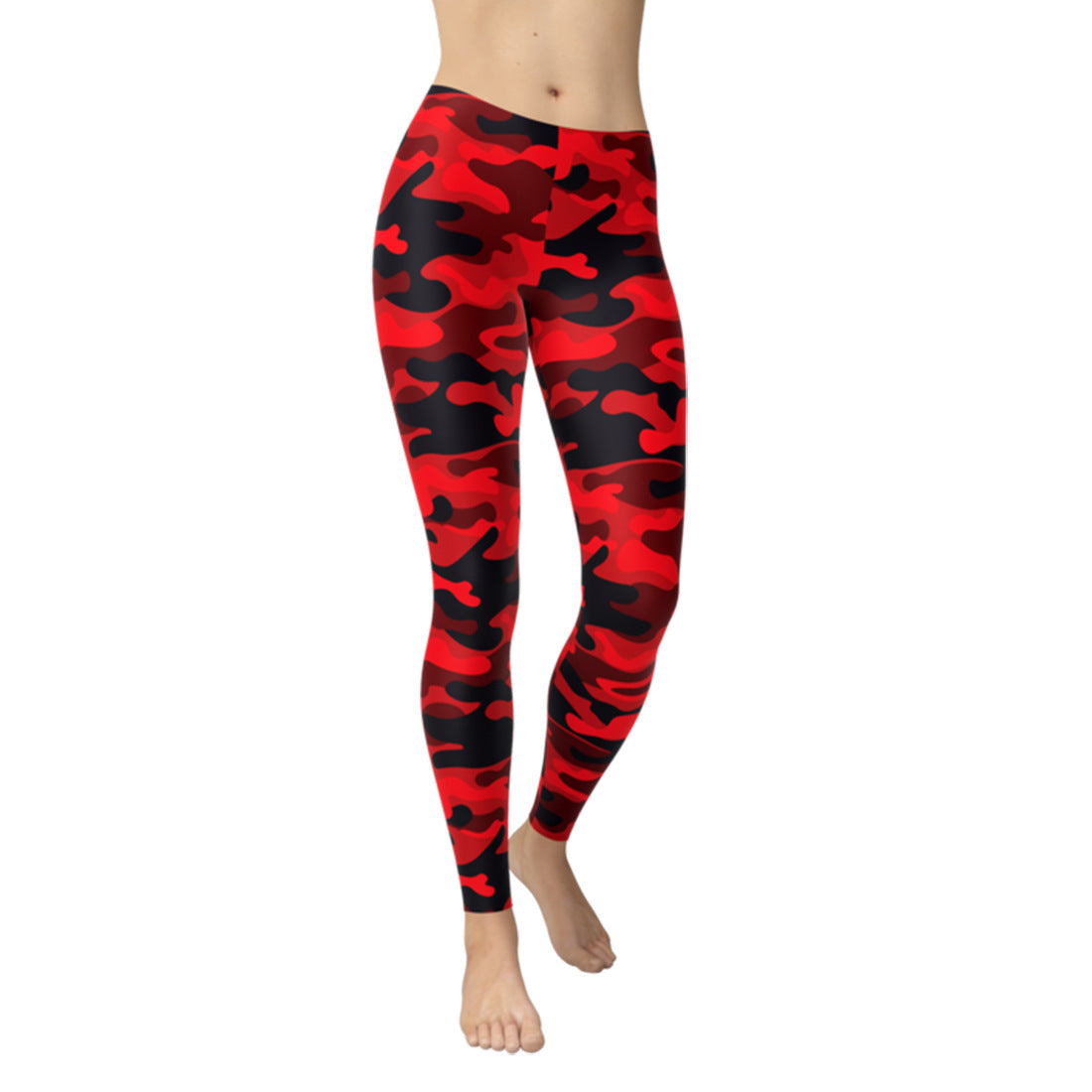 Red Black Military Print Leggings