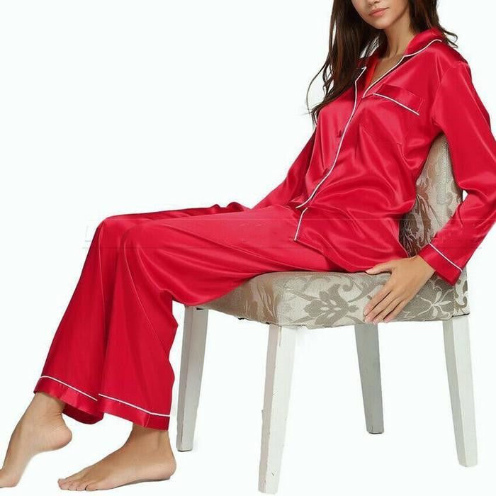 Silk Home Long-Sleeved Spun Silk Fashion Pajamas