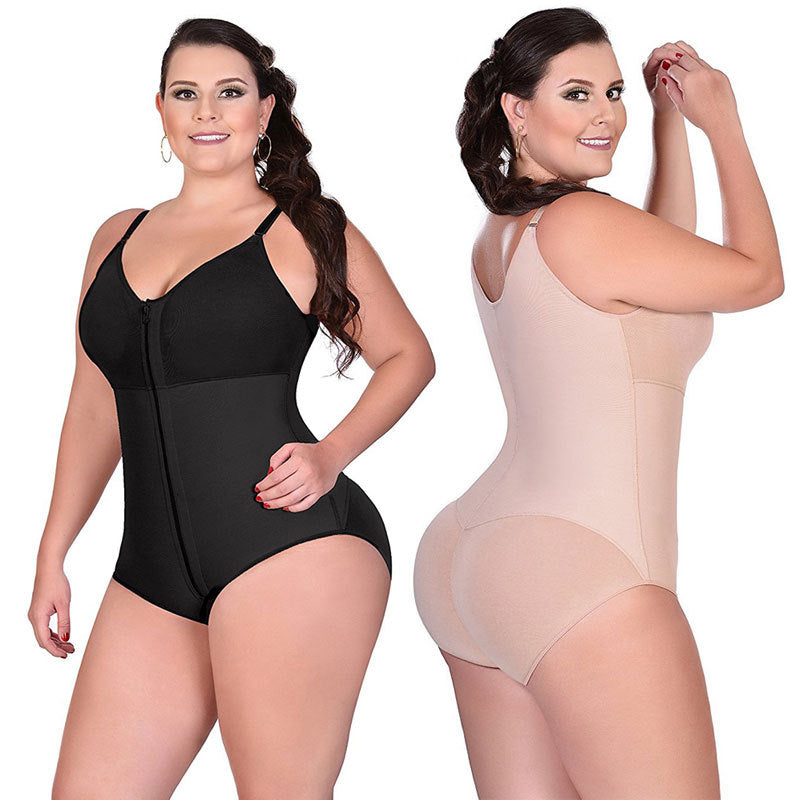 Front Zip Closure One Piece Shaping Body Suit