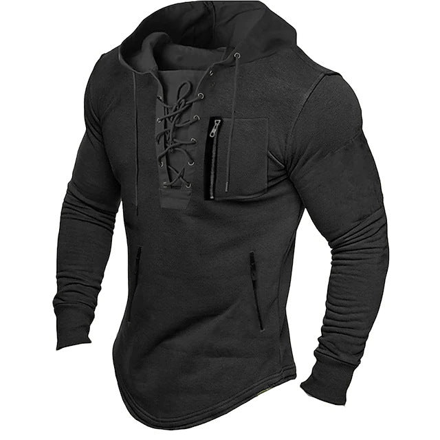 Tied Zipper Pocket Street Hoodie