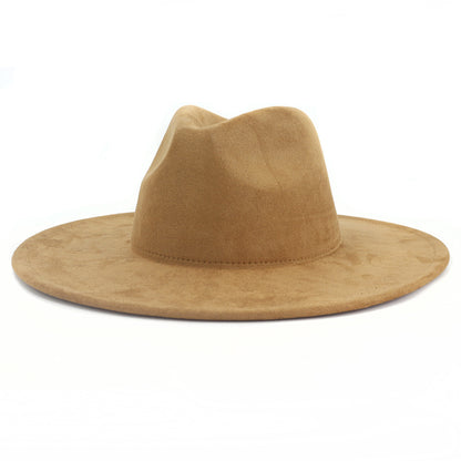 Suede Top Big Brim Flat Edge Hat