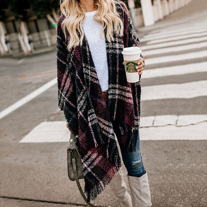 Tassel knitwear cape coat