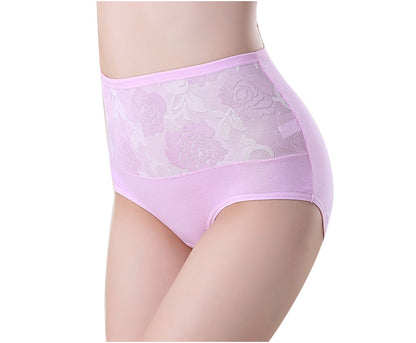 High-waist Cotton Rose Print Briefs