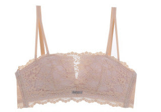 Strapless Mesh Embroidery Double Strap Crop