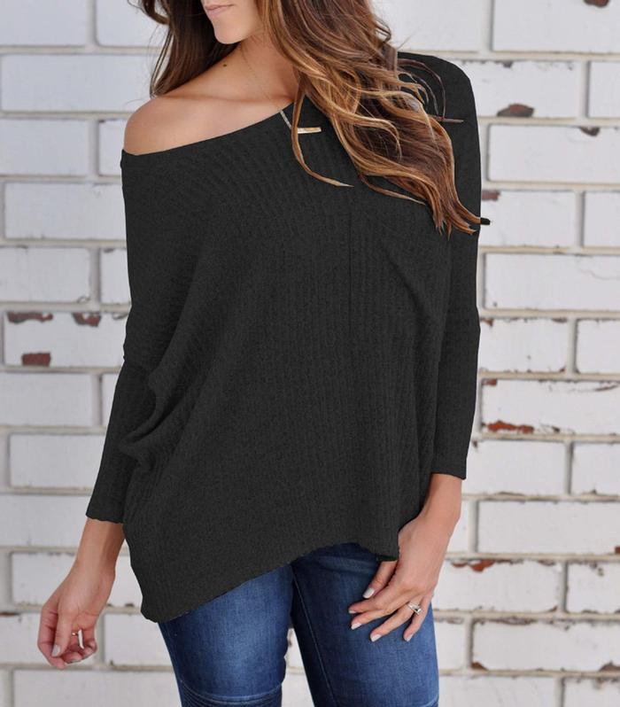 Off the Shoulder Casual Oversized knitwear Sweater