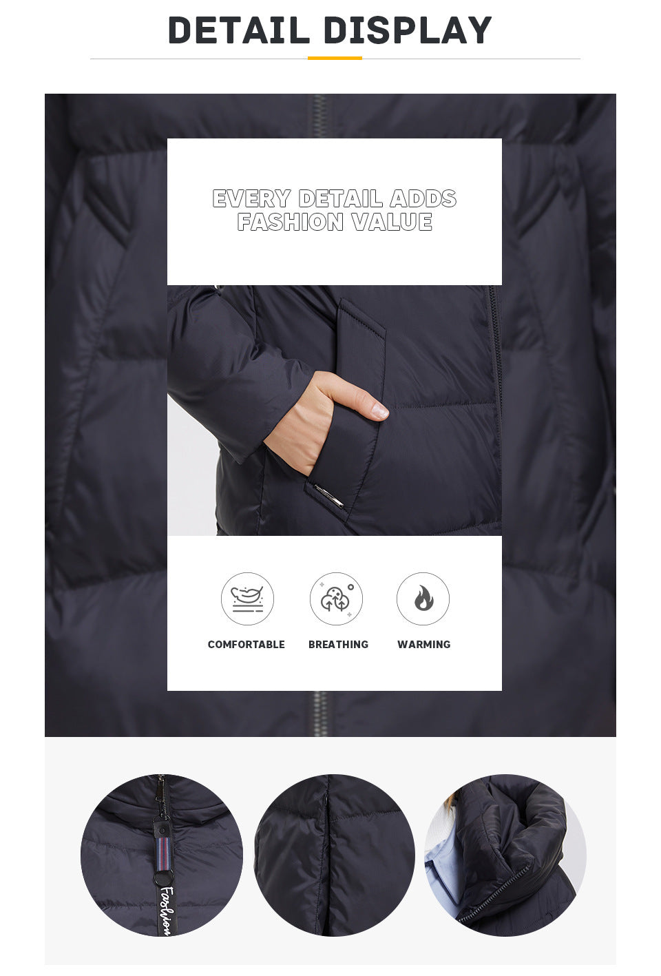 Extra Long Windproof Cotton-padded Coat