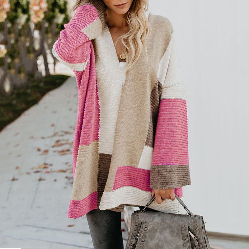 Tri-Tone Loose Long Sleeve Travel Cardigan