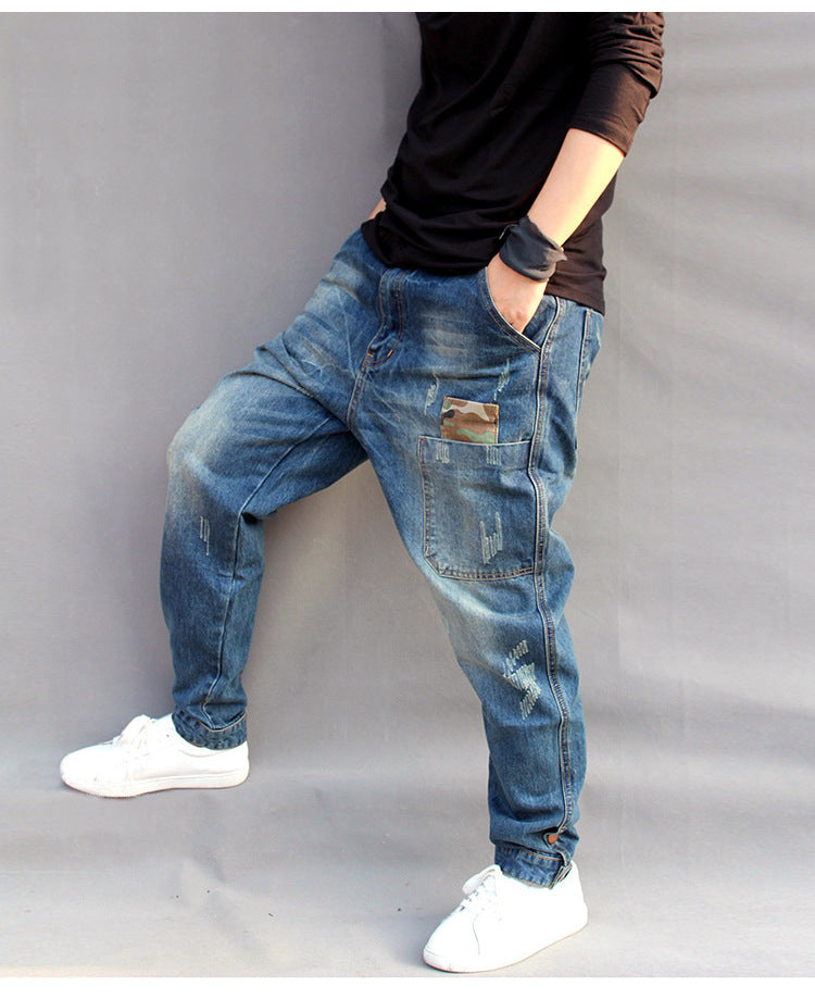 Multi-pocket Casual Loose Washed Denim Jeans