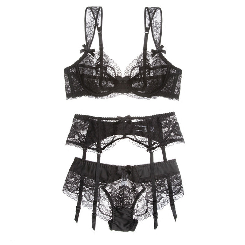 Black Lace 3 Piece Lingerie