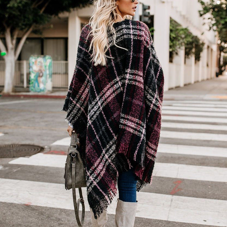 Tassel knitwear cape coat