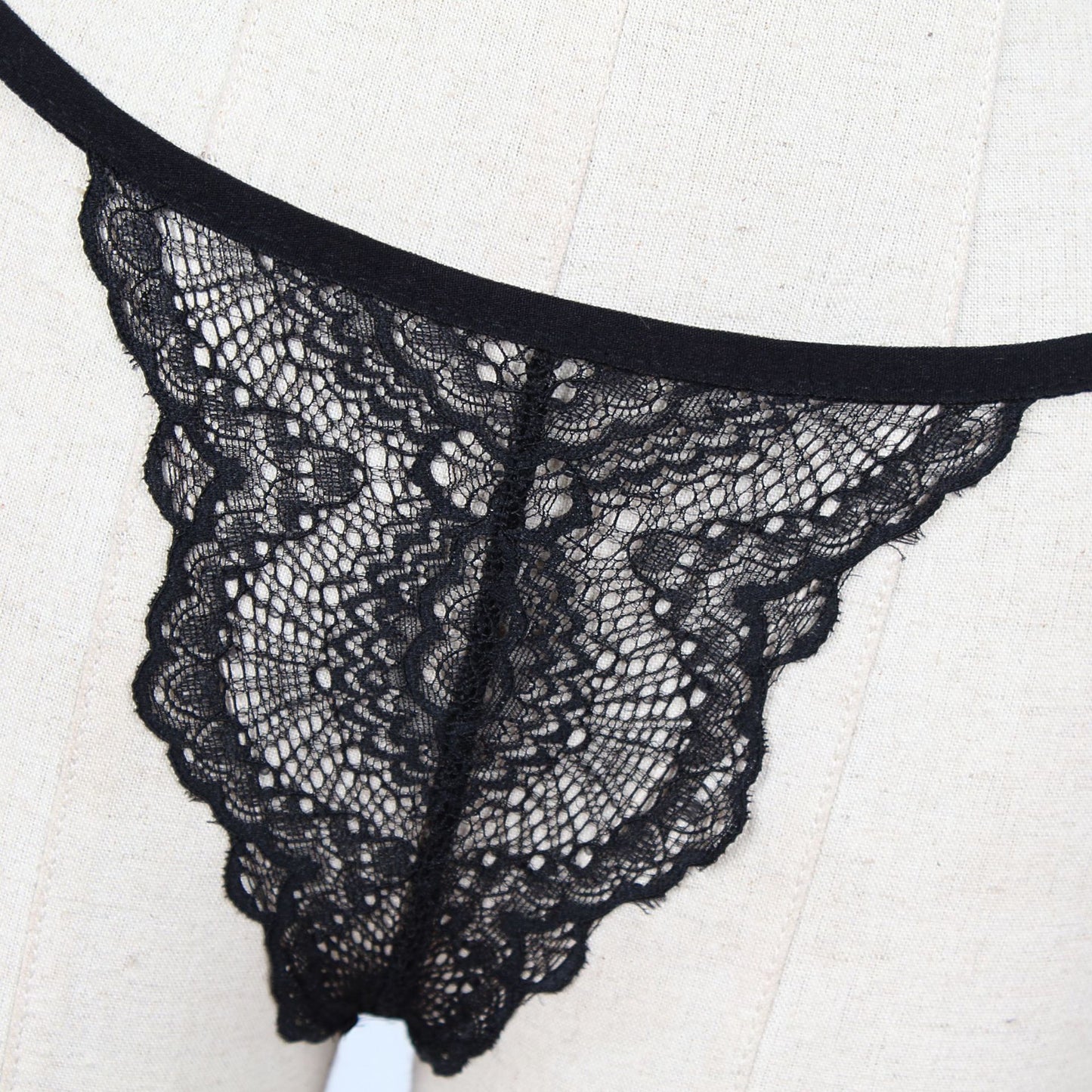 High Waist Strap Lace Mesh Panties