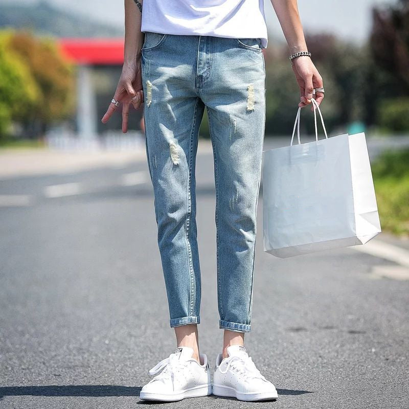 Slim Ripped Cropped Jeans