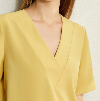 Yellow Basic V Neck Sweater Top