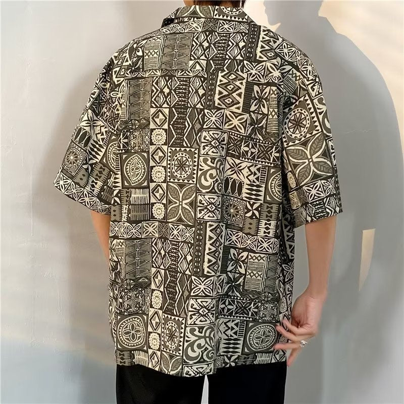 Men's Casual Short Sleeve Loose Shirt Stretch Fabric