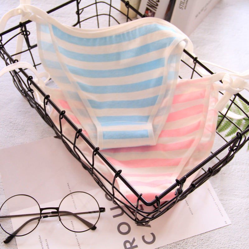 Pink Stripe Pattern Cotton Bow Detail Underwear