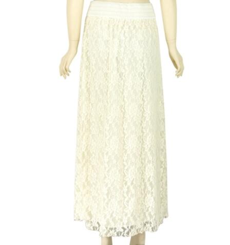 Pleated Solid Mesh Lace Layered Maxi Skirt