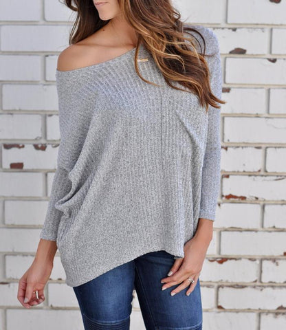 Off the Shoulder Casual Oversized knitwear Sweater