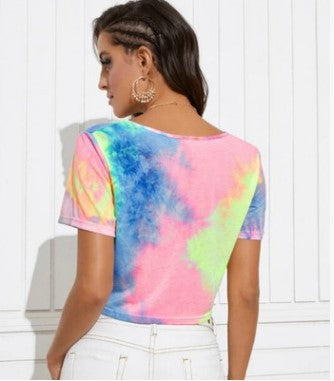 Short Sleeve Summer Tie Dye Crop