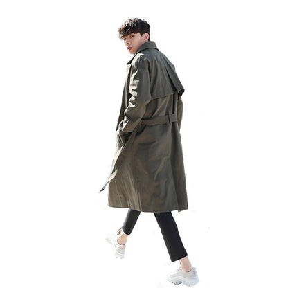 Cotton All-match solid color lapel trench coat