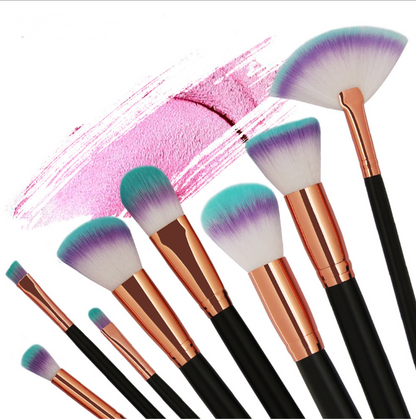 8 Wooden Handle Wool Makeup Brushes