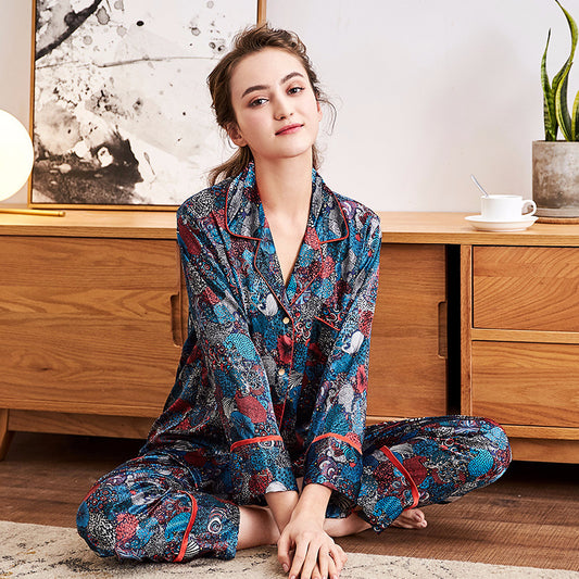 Spinning silk Long Sleeve Casual Pajamas