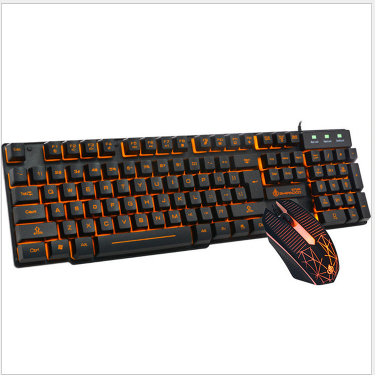 Mechanical Touch Metal Bottom Backlit USB Wired Keyboard + Mouse Set