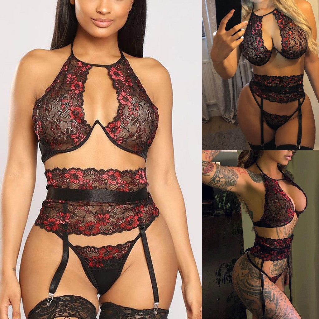 Black Mesh Lingere Set