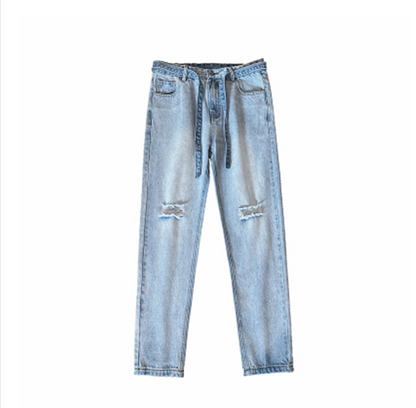 High Street Straight Cut Rip Washed Jeans