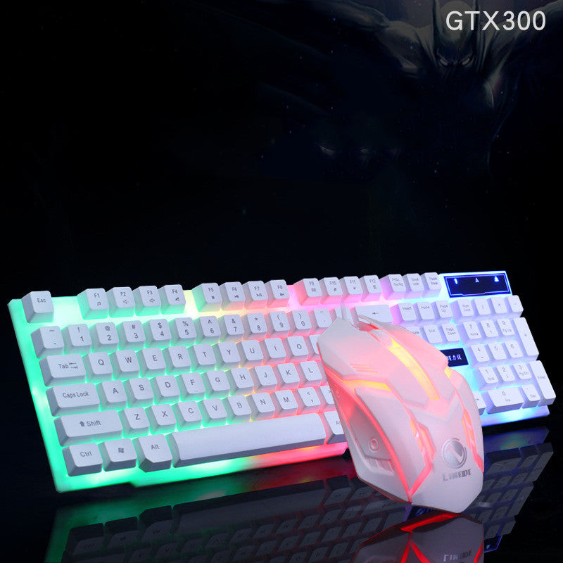 Limei GTX300 Keyboard And Mouse Set New USB Keyboard USB Mouse Internet Cafe Glowing Game Kit Colorful Backlight