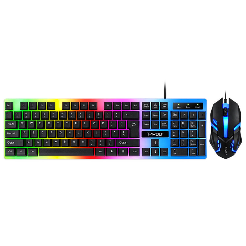 Wired Rainbow Backlit USB Interface Game Keyboard Ergonomic Game