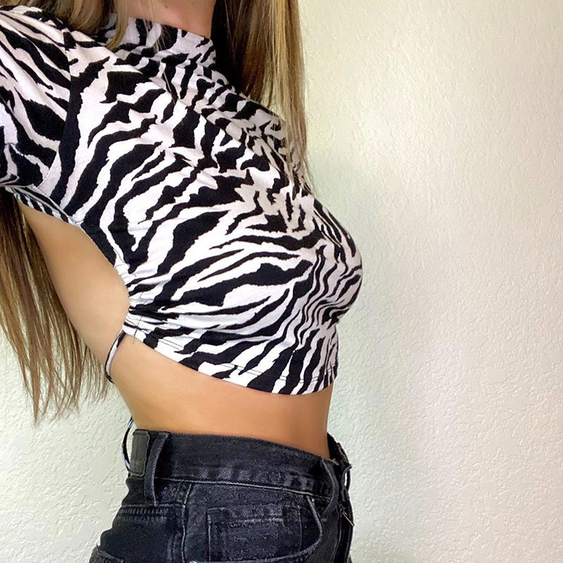 Zebra Print Backless Crop Top