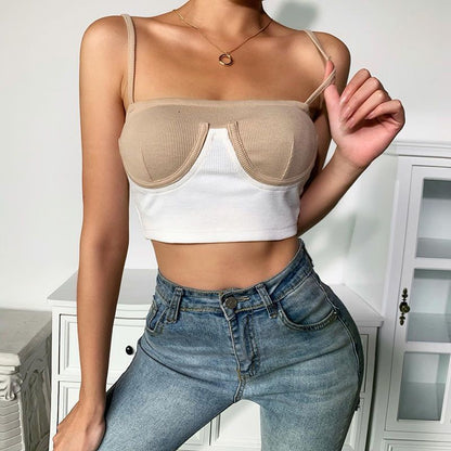 Two Tone Strappy Cami Crop