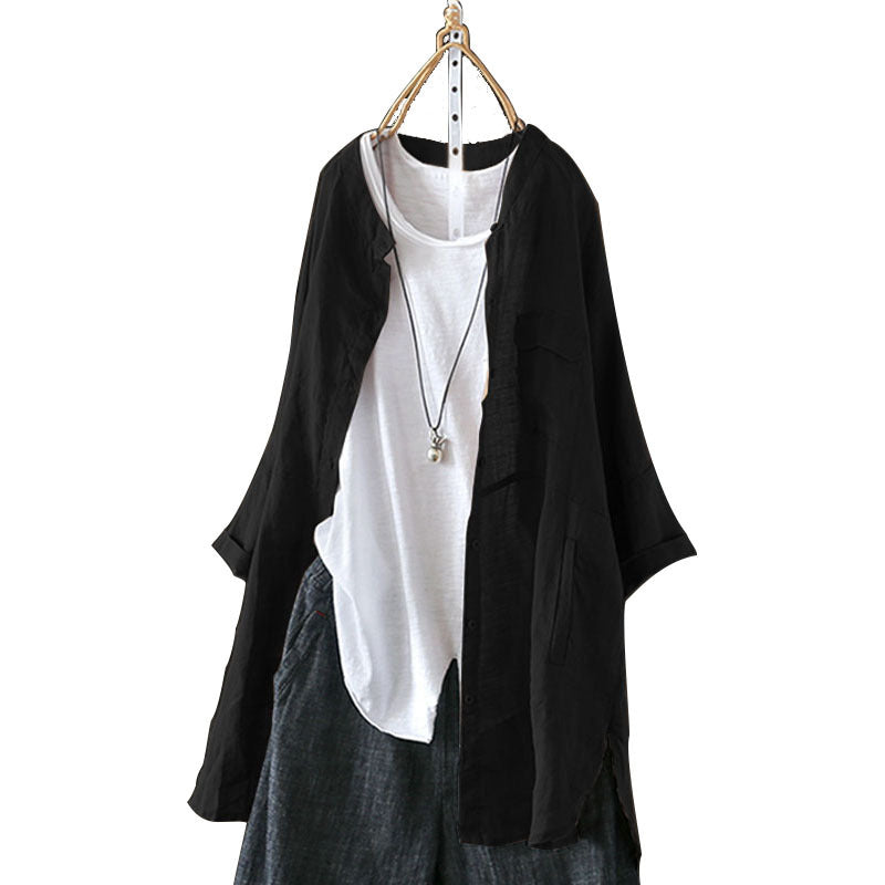 Cotton And Linen Long-Sleeved Cardigan