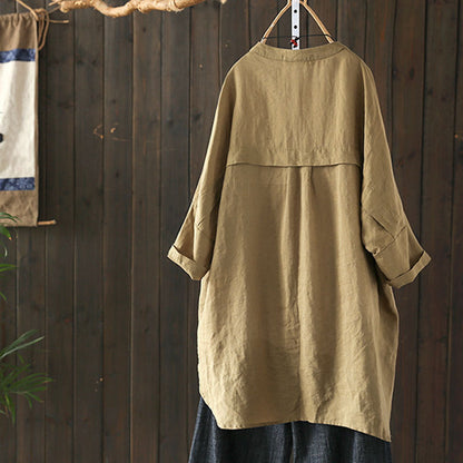 Cotton And Linen Long-Sleeved Cardigan