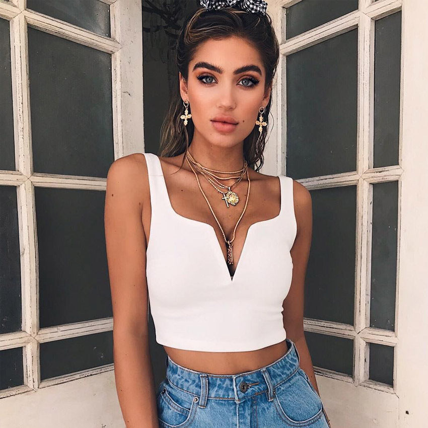 Cotton Plunge Cami Crop